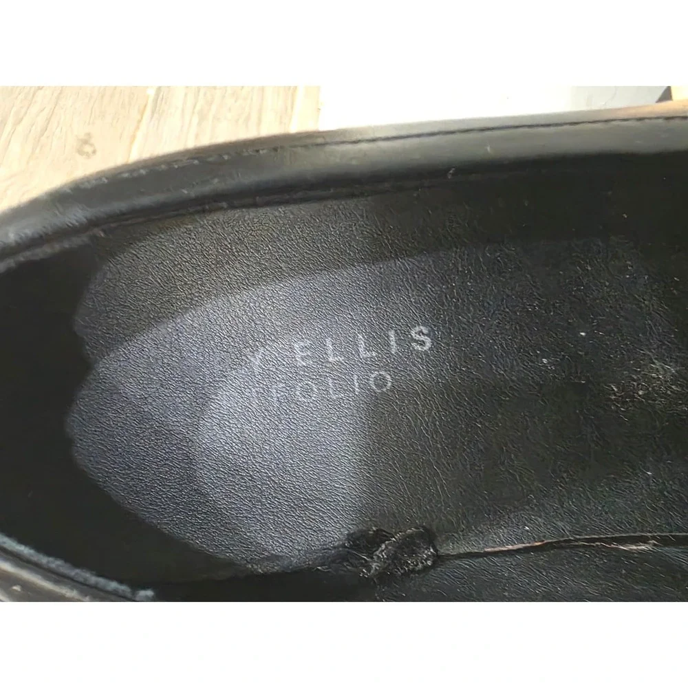 Perry Ellis Mens Black Leather Bit‎ Loafers Square Toe Dress Shoes Size 10.5